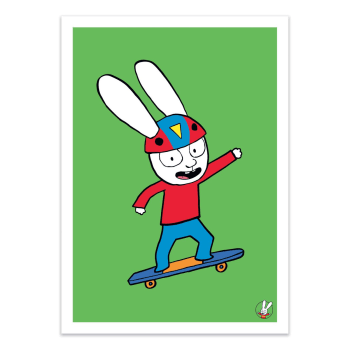 Affiche 50x70 cm - Simon SUper rabbit skating - Simon Super Rabbit