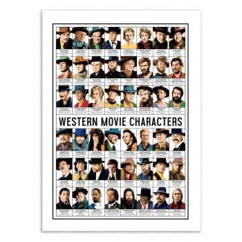 Olivier bourdereau - Affiche 50x70 cm - Western Movie Characters - Olivier Bourdereau