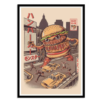 Ilustrata - Affiche 30x40 cm et cadre noir - Burgerzilla - Ilustrata