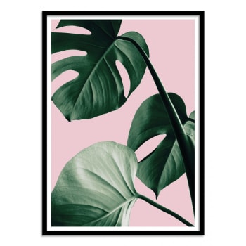 Affiche 50x70 cm et cadre noir - Monstera Pink No 07 - 1x Studio