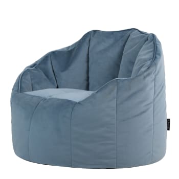 Sirena - Pouf fauteuil velours bleu minéral