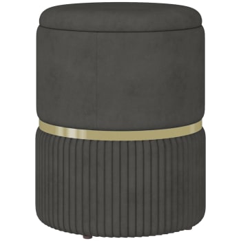 Homcom - Pouf contenitore 120 kg max in poliestere vellutato grigio