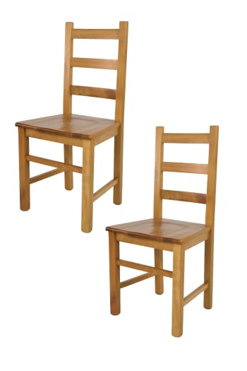 Rustica - Set 2 sedie struttura e seduta in faggio color rovere