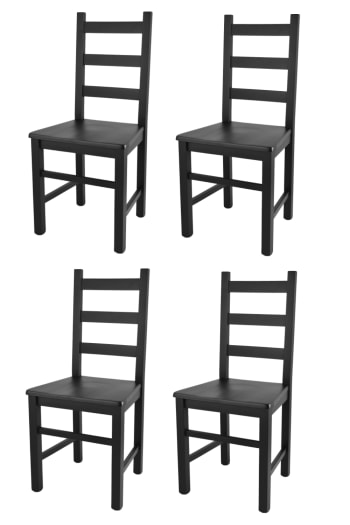 Rustica - Set 4 sedie struttura e seduta in faggio color anilina nera