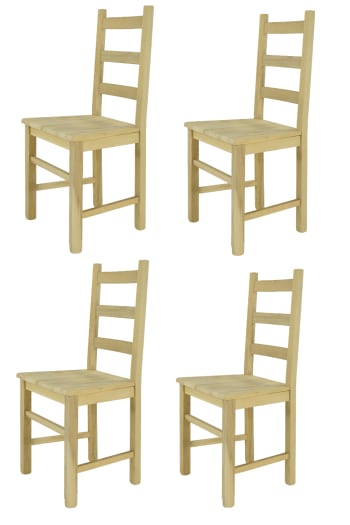 Rustica - Set 4 sedie struttura in faggio non trattato seduta legno