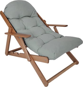 Fauteuil lounge pliable inclinable matelas grand confort bois gris