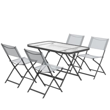 Ensemble salon de jardin 5 pièces pliables 4 chaises et table