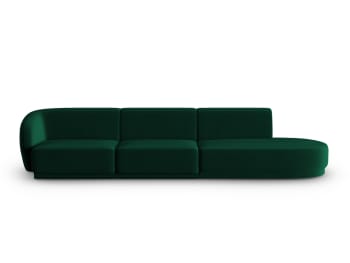 Lionel - Divano modulare destro 4 posti in velluto verde bottiglia