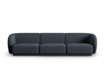 Lionel - 3-Sitzer modulares Sofa aus Chenille-Stoff blau melange