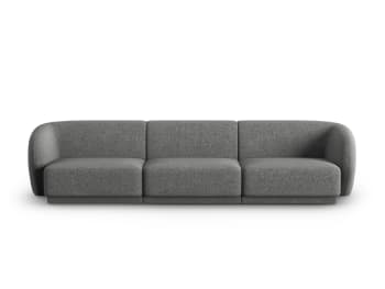 Lionel - 3-Sitzer modulares Sofa aus Chenille-Stoff dunkelgrau mischung