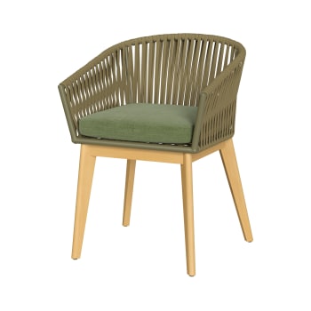 Olive - Chaise de jardin en tissu vert et bois d'acacia