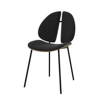 Coccinelle - Chaise en velours noir et bois de noyer