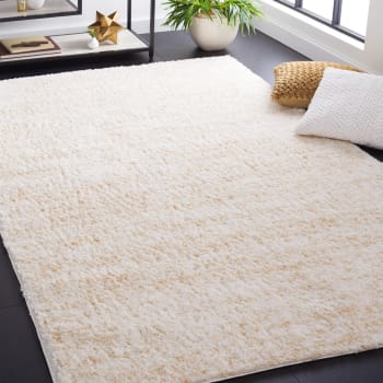SAFAVIEH Tappeto Shag per Soggiorno, Sala da pranzo, Camera da letto - Berber Shag Collection, A Pelo Corto, Grigio chiaro e crema, 91 X 152 cm