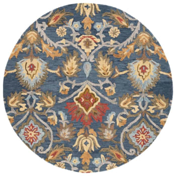 Blossom - Tapis d'intérieur en Marine & Multicolore, 122 X 122 cm