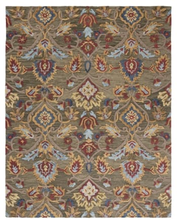 Blossom - Teppich Wolle Grün/Multicolor 185 X 275