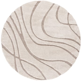 Tapis rond design avec effet relief beige 160 x 160 Naya | Maisons du Monde