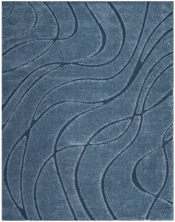 Florida shag - Tapis de salon interieur en bleu clair & bleu, 244 x 305 cm