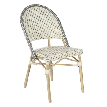Marais - Chaise de terrasse bistrot parisien en aluminium et rotin gris