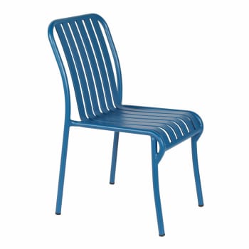 Faro - Chaise design de jardin en aluminium bleu foncé