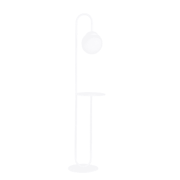 Alcare - Lámpara de pie con mesita blanco de  30cm y esfera de cristal