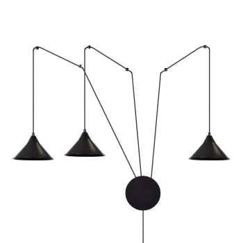 Cerremo - Applique réglable avec câble de 5 m et 3 abat-jour noirs