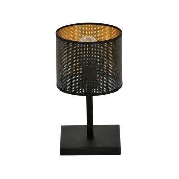 Rivera - Lámpara de mesa con base rectangular negro e interior dorado