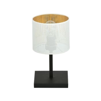 Rivera - Lampe de table avec base rectangulaire blanche et intérieur doré