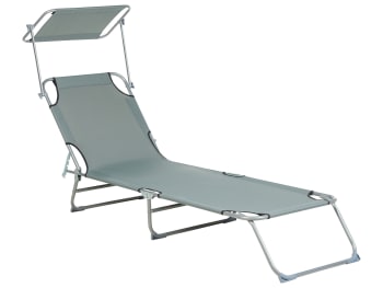 Foligno - Chaise longue inclinable avec auvent grise