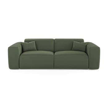 Myra - Canapé convertible express dunlopillo 140cm tissu tramé vert olive