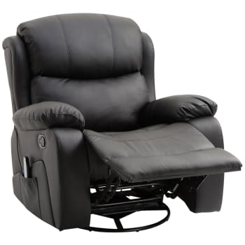 Homcom - Poltrona relax massaggiante reclinabile 97x92x104cm in pelle pu nero