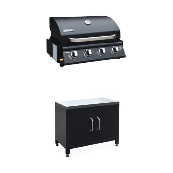 Grimaud 2 modules - Barbecue gaz 4 brûleurs +meuble cuisine extérieure