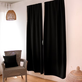 Basic - Rideau de porte occultant polyester/occultant noir 90x210 cm