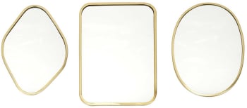 D co - Set de 3 miroirs décoratifs en métal doré