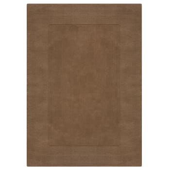 Leone - Tapis de salon uni en laine marron 160x230 cm