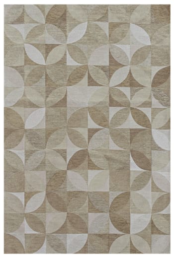 Rosebud - Tapis de salon moderne tissé plat beige 80x150 cm