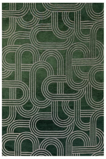 Fever - Tapis de salon moderne tissé plat vert 200x280 cm
