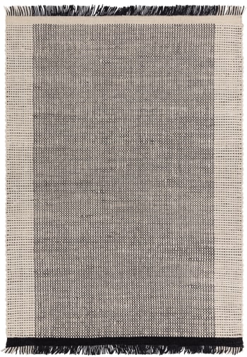 Elysium - Tapis moderne en laine tissé main noir 120x170 cm