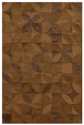 Rosebud - Tapis de salon moderne tissé plat marron 140x200 cm