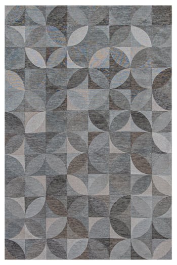 Rosebud - Tapis de salon moderne tissé plat gris 80x150 cm