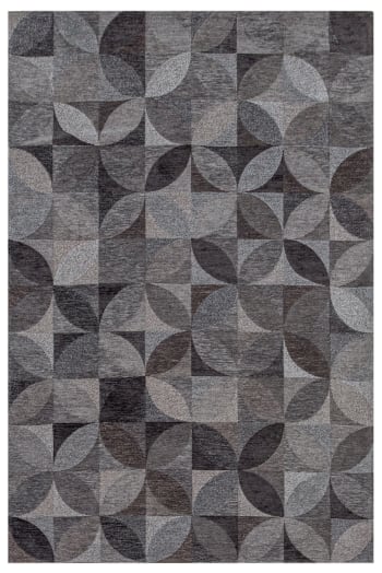 Rosebud - Tapis de salon moderne tissé plat gris foncé 80x150 cm