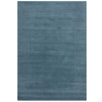 Leone - Tapis de salon uni en laine bleu 200x290 cm