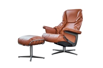 MODO - Relaxsessel Leder mit Hocker, braun