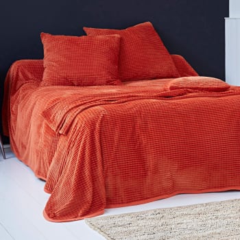 Dolce - Jeté de lit 230x245 orange terracotta en polyester