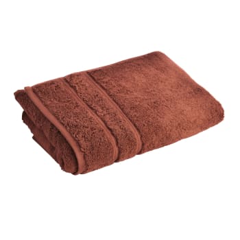 Coton peigne d'egypte eponges - Serviette de toilette 50x100 orange sienne en coton