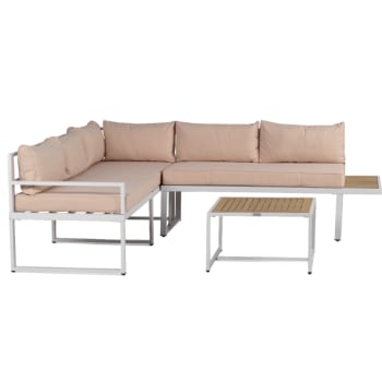 Viena - Gartensofa-Set mit 5 Sitzplätzen aus Stahl, weiß