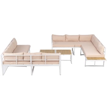 Viena deluxe - Gartensofa-Set mit 10 Sitzplätzen aus Stahl, weiß