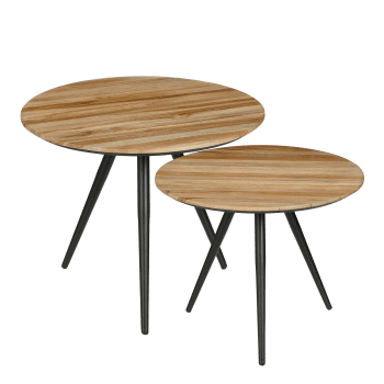 Jailey - Lot de 2 tables d'appoint en bois recyclé marro H49