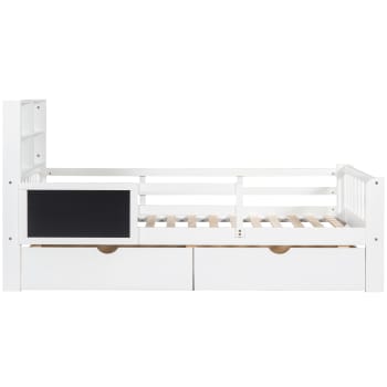 Cama individual cama infantil en madera blanca con almacenaje 90*200