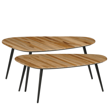 Jailey - Lot de 2 tables d'appoint en bois recyclé noir H39