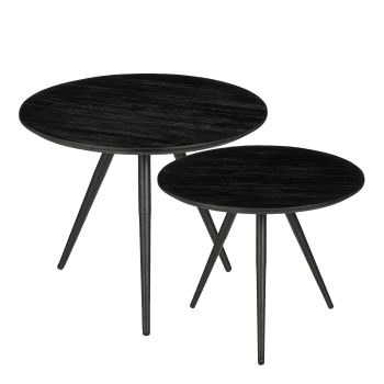 Jailey - Lot de 2 tables d'appoint en bois recyclé noir H49